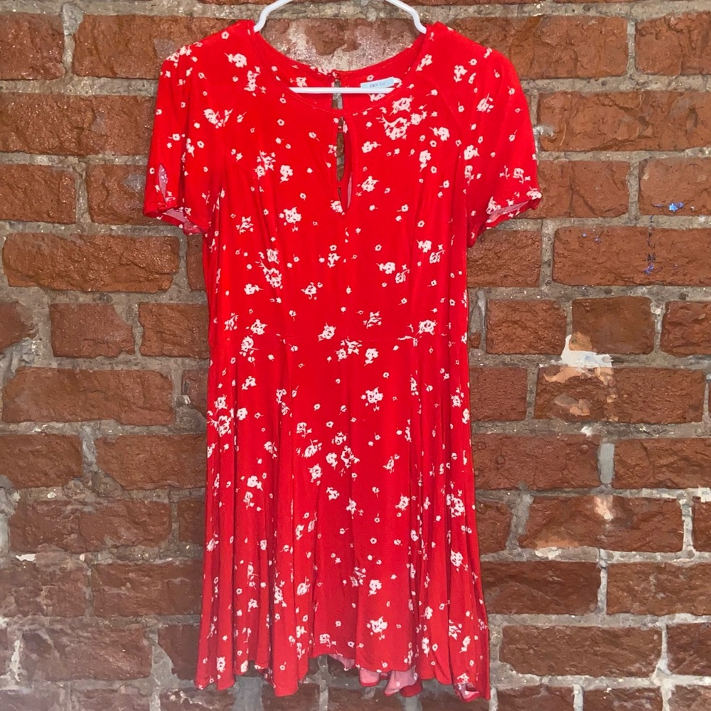 Floral fit and flare keyhole dress